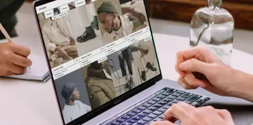 Notebook mostrando una página de tienda virtual con los productos