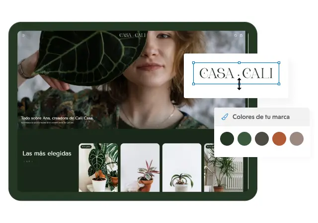 Captura de pantalla de la tienda virtual Cali con personalización de colores y fuentes