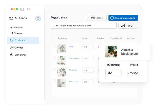 Captura de pantalla del panel administrativo de una tienda online de Nuvemshop