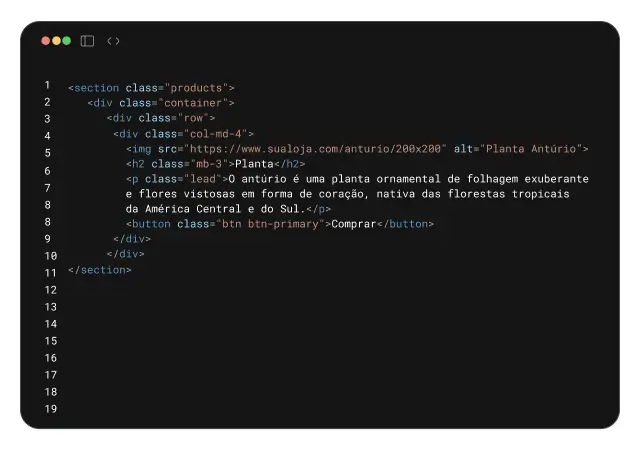 Ejemplo de fragmento de código que muestra personalizaciones en la tienda online