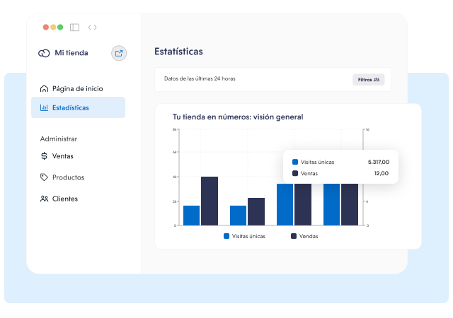 Panel de administración de Tiendanube, en la sección de Estadísticas con algunas métricas de la tienda