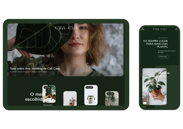 Captura de tela da loja virtual Cali exibindo a versão desktop e mobile