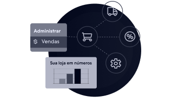 Exemplo de painel de vendas, com gráficos e ícones