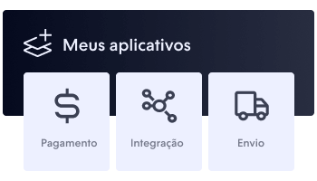 Área de aplicativos Nuvemshop Next, com as opções de pagamentos, integrações e envio