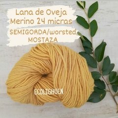 LANA Oveja MERINO 24 micras SEMIGORDA /worsted con TINTES NATURALES- Precio MAYORISTA DE 5 kg - Ecolighuen