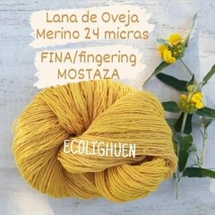 LANA de Oveja MERINO 24 micras FINA / fingering con TINTES NATURALES color MOSTAZA-100grs - comprar online