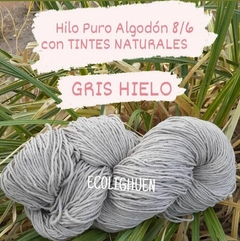 HILO PURO ALGODÓN 8/6 (grosor medio) con TINTES NATURALES color GRIS HIELO-150 grs