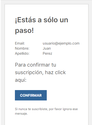 Confirmación de correo