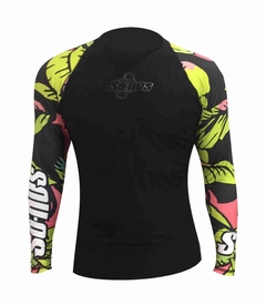 Lycra Manga Rangla Ultra Térmica Só-nós +uv Protección Verde Flores
