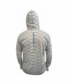 Remera Pesca Só-nós Upf+uv Proteccion Con Capucha Y Puño escamas blanca - comprar online
