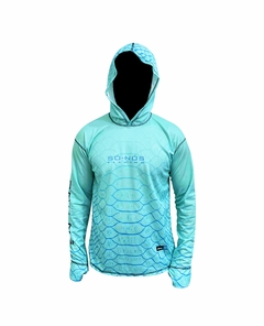 Remera Pesca Só-nós Upf+uv Proteccion Con Capucha Y Puño escamas turquesa - comprar online