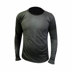REMERA PESCA UPF + UV Protección gris puntos