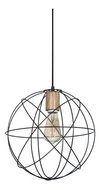 Colgante 1 Luz Tipo Jaula Con Madera Redondo Cx