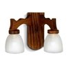 Aplique De Pared 2 Luces Madera Y Vidrio Satinado Cx