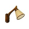 Aplique De Pared 1 Luz Madera Con Pantalla Arpillera Cx