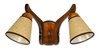 Aplique De Pared 2 Luces Madera Con Pantalla Arpillera Cx