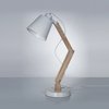 Lampara De Escritorio Madera Articulable Pantalla Blanca Gg