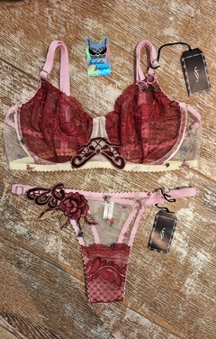 Soutien Con Arco Bordo y Rosa - comprar online