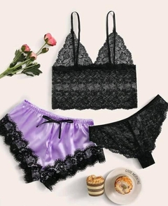Pijama Genova Lila y Negro