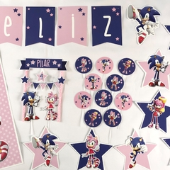 Kit decoración para cumpleaños Sonic rosa y azul - comprar online