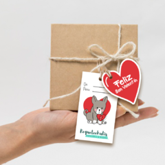 Etiquetas tags imprimibles San Valentín con tu logo emprendedor Perritos - comprar online