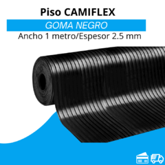 Piso de goma negra TIPO CAMIFLEX