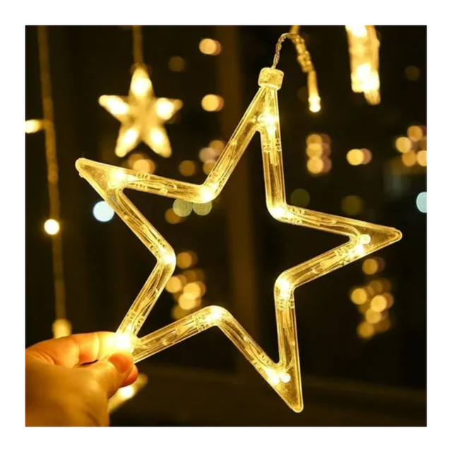 Cascata 138 Led Natal Estrela Decoração 8 Funções Cascata 138 Led Natal Estrela Decoração 8 Funções