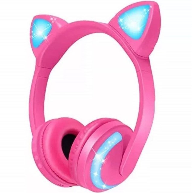 Fones em formato de orelha de gato com led e microfone, fones em cores  vermelhas, cancelamento de ruído, bluetooth 5.0, suporte para cartão  tf|Fones de ouvido| - AliExpress