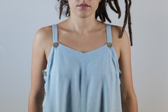 Macacão com botão lateral - Roupas femininas de linho | Loja Jane Oliveira