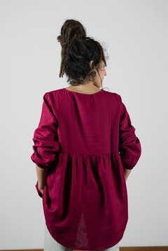 Bata franzida - Roupas femininas de linho | Loja Jane Oliveira