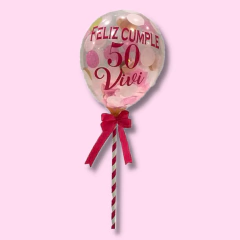 TOPPER GLOBITO CON CONFETI - NOMBRE O LA FRASE QUE GUSTES - comprar online