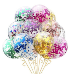 SET DE 6 GLOBOS CRISTAL CON CONFETI METALIZADO DESINFLADOS