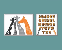 Quadros Infantis Girafas e Alfabeto