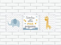 Quadros Infantis Elefante, Sonhe Alto e Girafa - comprar online