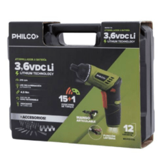 DESTORNILLADOR PHILCO MEPDI-116 INALAMBRICO C/MALETIN 3.6VDC Li - comprar online