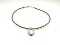 Conjunto Cuero con dije plata 925.