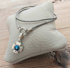 Conjunto Cuero con Cruz de plata 925 y cristal swarovski