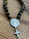 Pulsera de Plata 925 con Cristales Medalla y Cruz