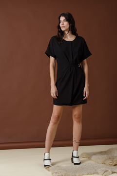 VESTIDO CREPPE LAZO EN CINTURA (19757)
