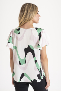 255411 - blusa volados saten - tienda online