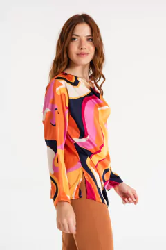 26033 BLUSA SATEN ESTAMP BUCHE - comprar online