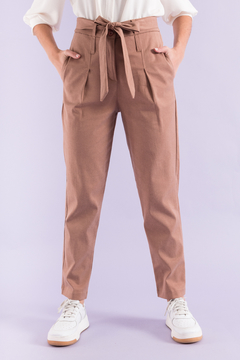 Pantalon de gabardina con lazo - tienda online
