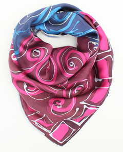 Lenço G Arabesco Azul e Magenta - comprar online