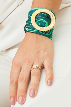 Bracelete Arabescos turquesa - kit lenço de seda P + argola luwa