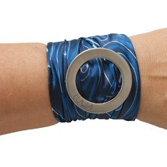 Bracelete Arabesco azul marinho - kit lenço de seda P+ argola luwa