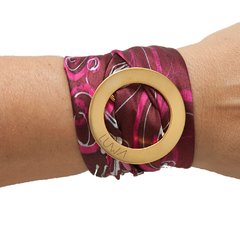 Bracelete Arabescos magenta - kit lenço de seda P + argola luwa