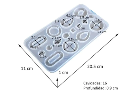 MOLDE SILICONA p/RESINA 8 PARES DE AROS