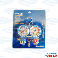 Manifold Value Mod VMG-2-R22 -02 - R22/404a/407c-134a -Mangueras 120cm- Blister