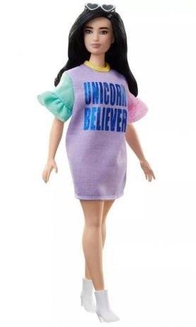 Roupa para Barbie Curvy biquíni com saída de praia e chapéu