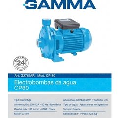 Bomba Centrifuga Agua Gamma Cp80 3/4 Hp - comprar online